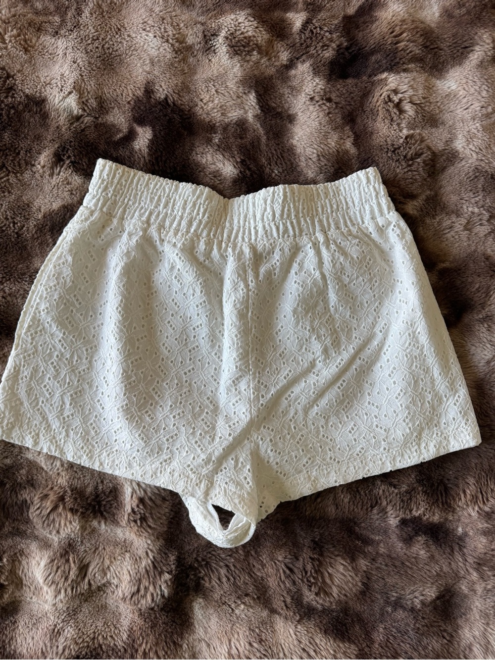 Zara White Eyelet Lounge Shorts